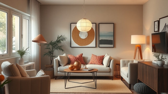 Modern living room showcasing Property Staging Lighting: Transform Your Home with Modern Design Trends including warm lamp accents
