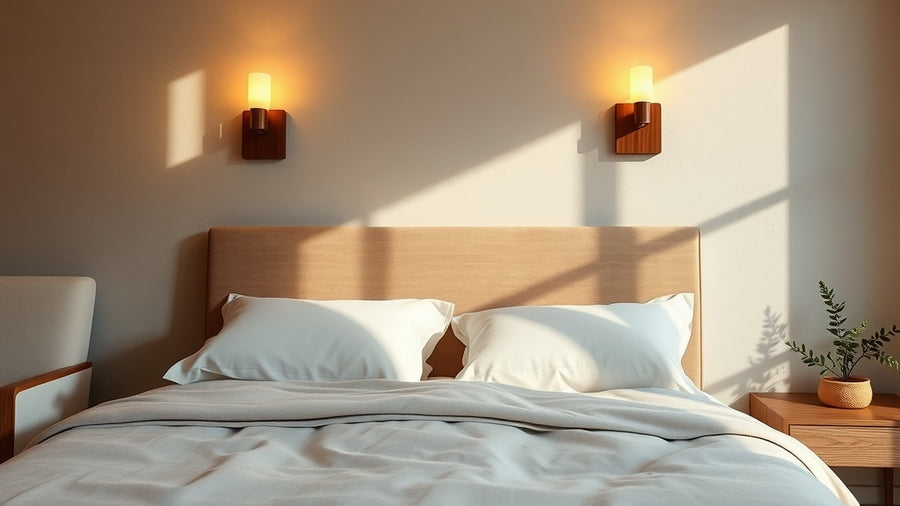Modern bedroom with 2026 Wall Sconce Trends: Mid-Century & Scandinavian Lighting for Summer Interiors on either side of the bed