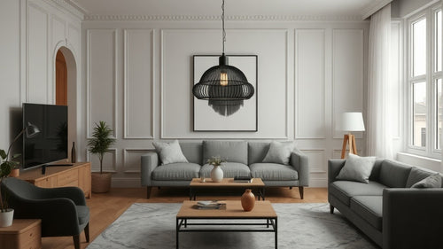 Elegant living room featuring Danish Pendant Lights for Residential & Commercial Projects | Nauradika showcasing Scandinavian design.