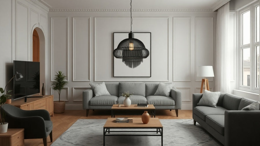 Elegant living room featuring Danish Pendant Lights for Residential & Commercial Projects | Nauradika showcasing Scandinavian design.