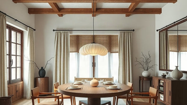 Japanese Pendant Lights: Bringing Wabi Sabi Serenity to Your Autumn Home with rice paper lamp in dining room