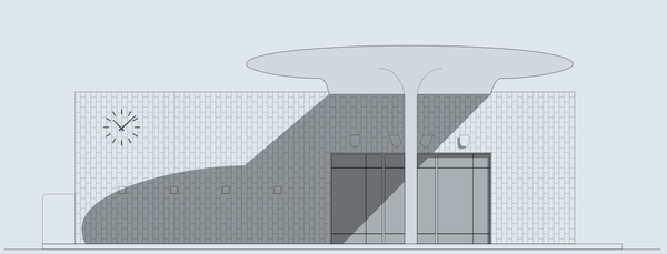 Arne Jacobsen and Interior Design: architectural illustration showcasing modern minimalist building design with geometric elements.