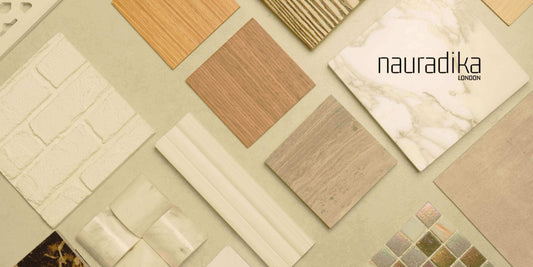 Diverse materials for personalized and visually appealing living spaces from Nauradika, highlighting various textures and finishes.
