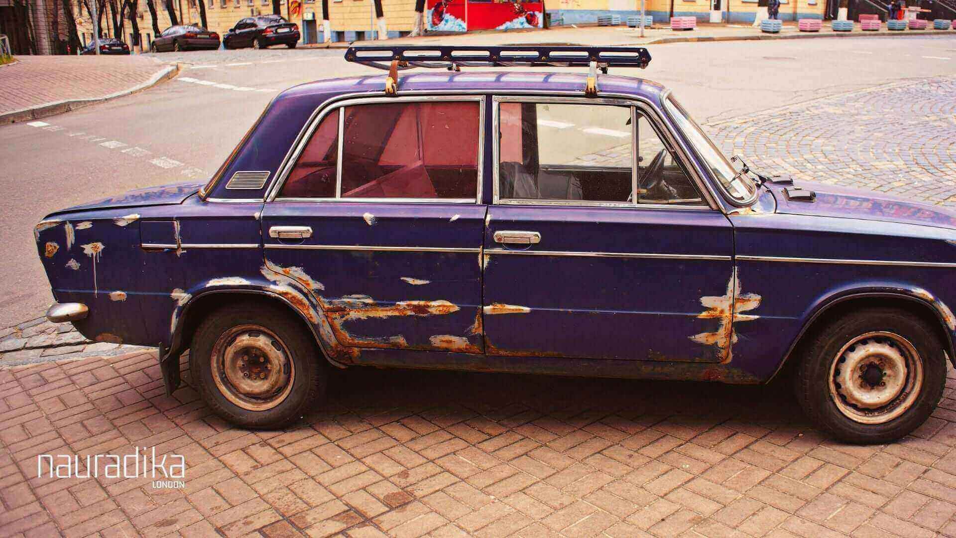 Old Soviet car reflecting what were the interior design trends behind the iron curtain?