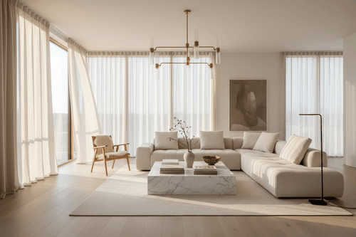 Natural Light in Interior Design: Make the Most of It in a bright, modern living room with large windows.