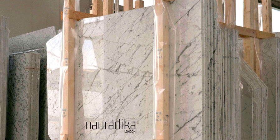 Marble slabs ready for use in using natural materials in interior design projects