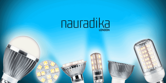 Harnessing the Power of Energy-Efficient LED Lighting Technology showcase of various LED bulbs on blue background