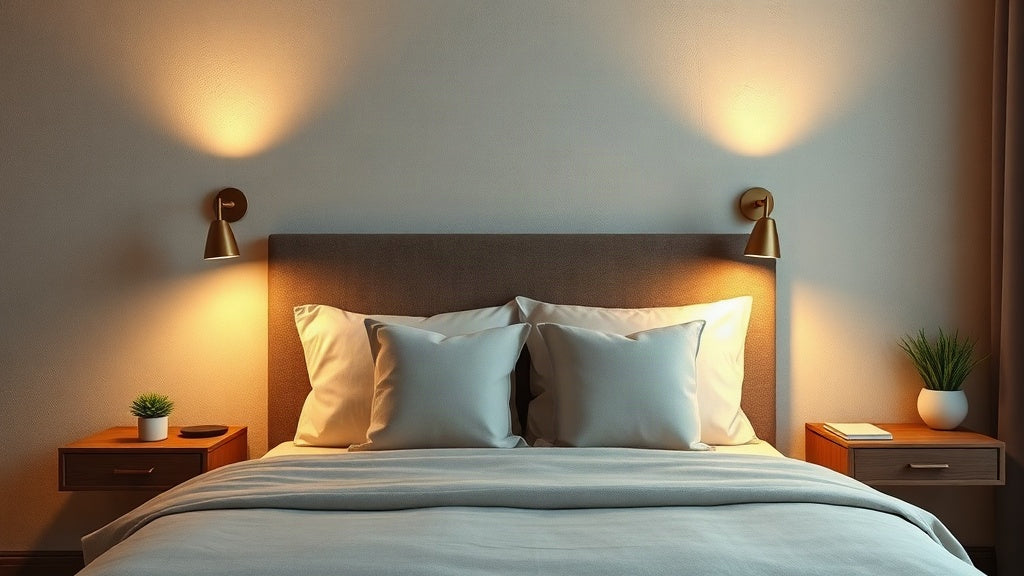 Modern bedroom with bedside wall lamps, showcasing design from Bedside Wall Lamps: Specification Guide for Architects | Nauradika.