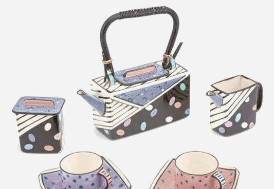 Colorful geometric ceramic design by Dorothy Hafner, famous for bold patterns. What was Dorothy Hafner famous for (updated in 2023)?