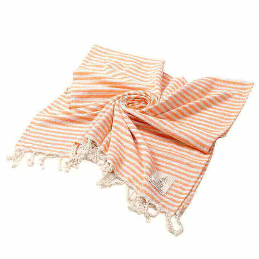 Why chose the Luxury Striped Tassel Bath Towel by Nauradika, elegant orange and white striped design with tassel details