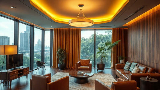 Modern hotel lounge showcasing lighting design from the Hotel Lighting Specification Guide: 7 Design Decisions for Architects in 2026.