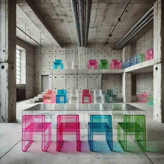 Modern Interiors: Transparent Shelving and Glass Sconces for a Retro Vibe