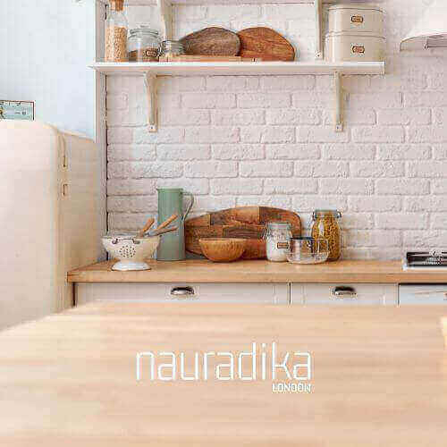 How to user kitchen accessories to decorate your kitchen with rustic shelves and cutting boards