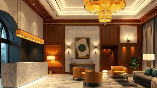 Luxurious hotel lobby showcasing Hotel Lighting Design Trends 2026: Creating Sophisticated Guest Experiences