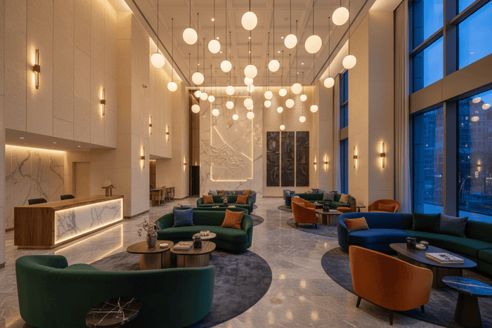 How Clever Lighting Enhances Hotel Ambience in a modern hotel lobby with stylish furniture and ambient lighting.