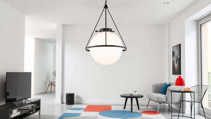 Modernist lamp in a living room representing Bauhaus Lighting for 2026: Creating Warmer, More Emotional Interiors.