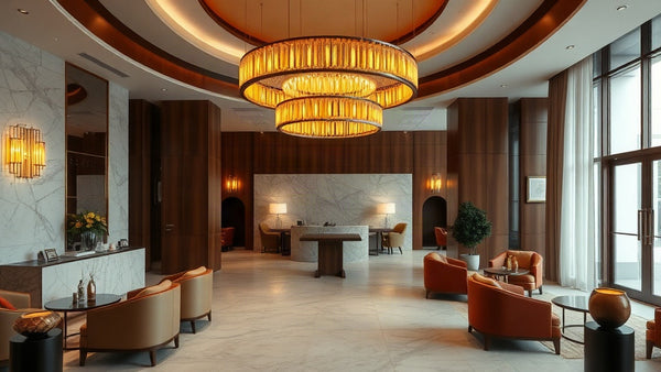 Elegant hotel lobby lights showcasing Hotel Lighting Trends for Home: Bringing Luxury into Your Space This Autumn