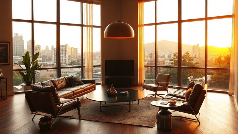 Modern living room interior with a statement pendant light, perfect for summer renovation. How to Choose the Perfect Statement Pendant Light for Your Summer Renovation.