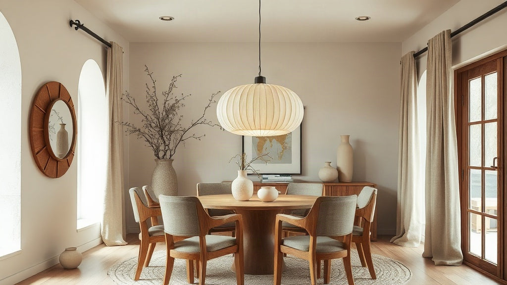 Dining room with Wabi Sabi Pendant Lights: Authentic Japanese Design for Residential & Commercial Spaces, modern decor.