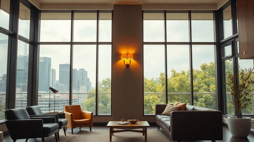 Wall Sconces Specification Guide for Architects: Mid-Century Modern & Scandinavian Options in a stylish living room setting