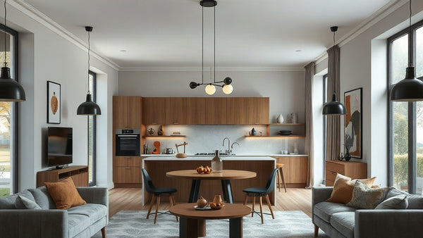 Modern kitchen with Danish Pendant Lights for Modern Interiors: Specification Guide for Architects providing elegant lighting solution.
