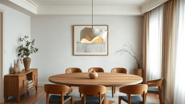 Stylish dining room featuring Wabi Sabi Pendant Lights: Embracing Imperfection in Your 2026 Home for a warm, natural aesthetic.