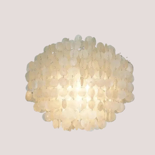 70s Retro Shell Multi-String Light Pendant with luxurious shell accents, ideal for various indoor spaces.
