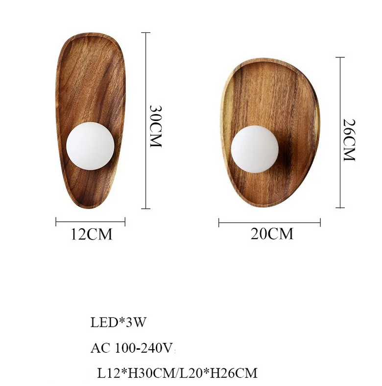 Applique murale en bois naturel et vitrail