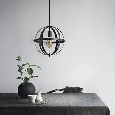 Industrial Retro Cage Pendant | Adjustable Cord | Black or Bronze