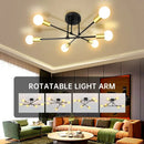 Mad Men Inspired Ceiling Lights showcasing rotatable light arm design in a mid-century modern living room.
