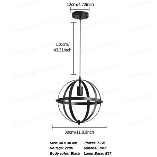 Suspension plafonnier cage en métal rétro