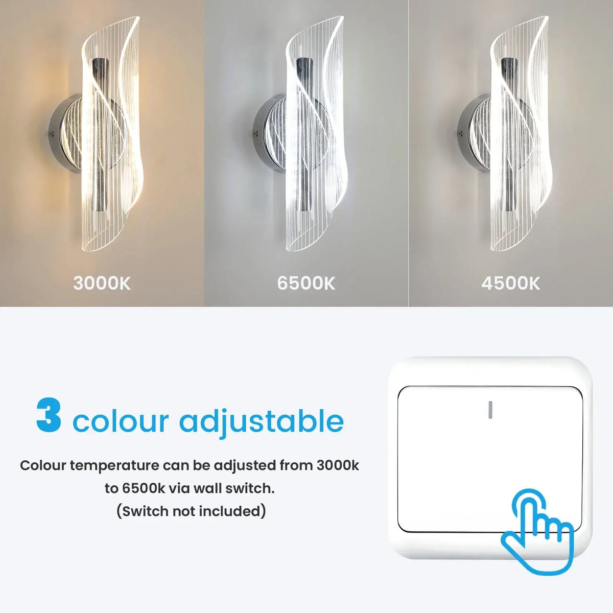 Chrome Ribbon LED Wall Light – Contemporary Acrylic Wall Sconce