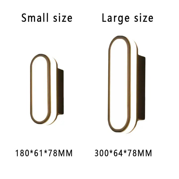 Aluminum Outdoor Modern Nordic Dimmable Wall Lamp sizes comparison: small and large options available.