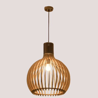 Nordic Retro Modern Wood Cage Pendant light in elegant design