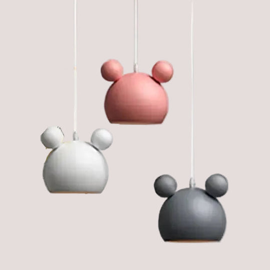 Cartoon Mouse Lamp Shade in white, pink, and gray, perfect for children's rooms with a modern design.