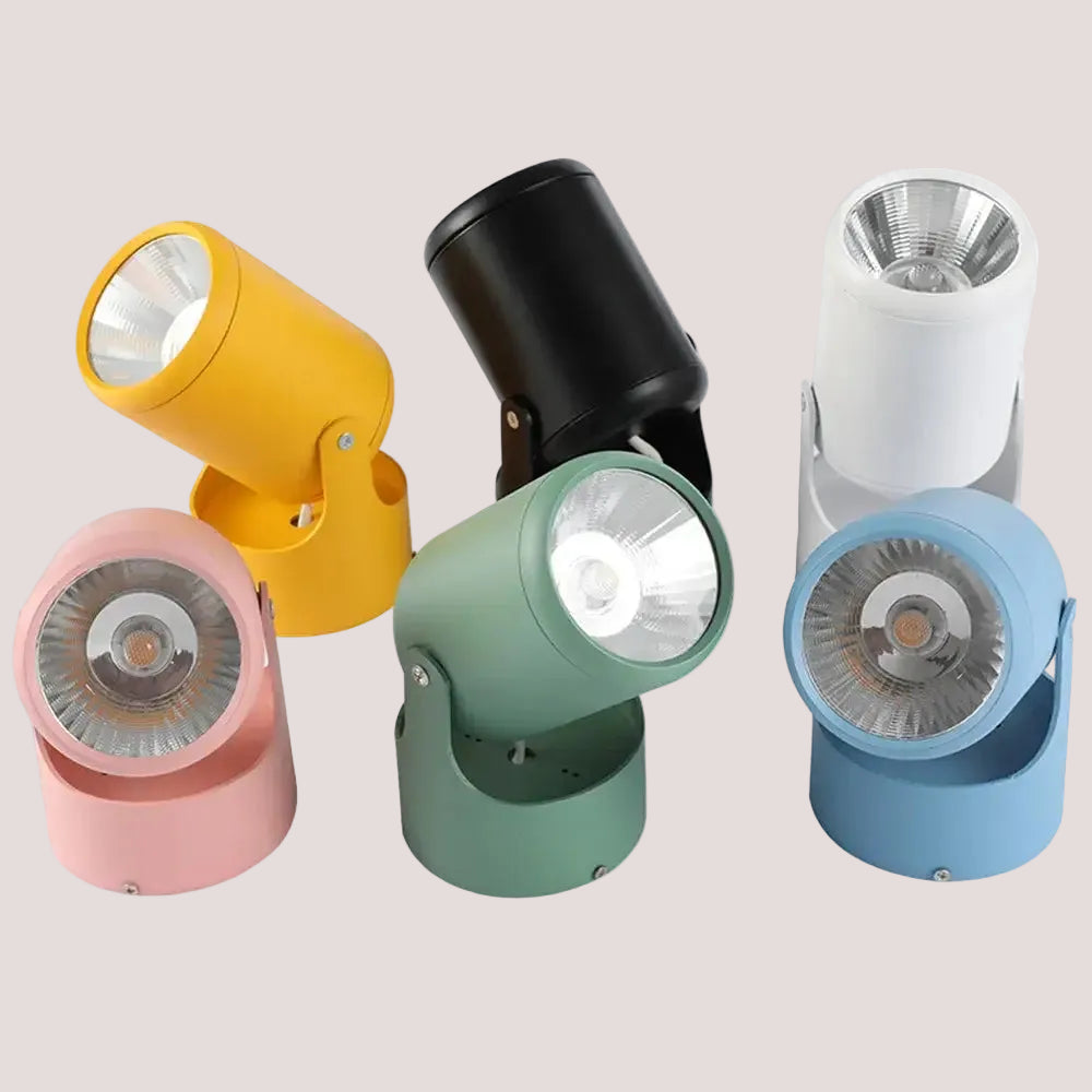 Colorful Kitchen Ceiling Lights featuring adjustable LED downlights in modern design.