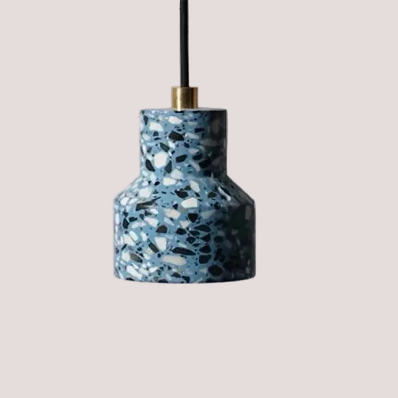 Contemporary Hanging Lights in blue terrazzo design, adding style to modern interiors.