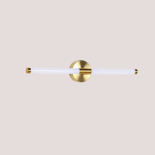 Contemporary Vanity Wall Light with sleek white design and gold accents for modern bathroom lighting.