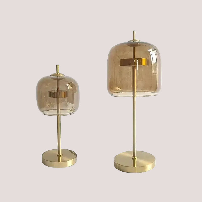 Czech Design Desk Lamps with Glass Shade in elegant gold finish, showcasing unique flower-like glass shades.