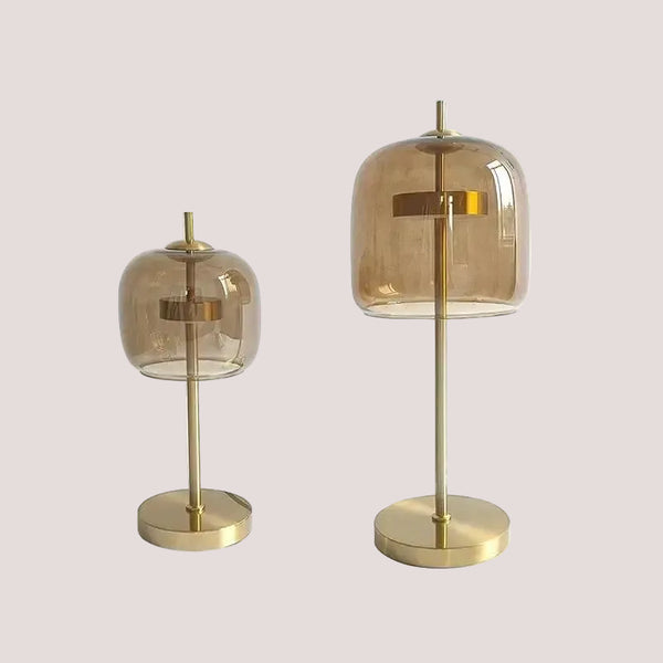 Czech Design Desk Lamps with Glass Shade in elegant gold finish, showcasing unique flower-like glass shades.