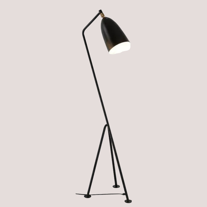 Danish Designer Grasshopper Floor Lamps in black, showcasing a stylish and retro design for mid-century decor.