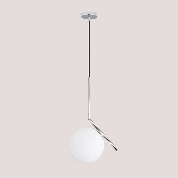 Danish Designer Pendant Light featuring modern style with a white lampshade and chrome accents, ideal for luxury decor.
