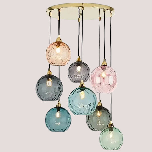 Delicious Lollipop Modern Pendant Light featuring colorful glass balls and sleek iron finish for a vibrant atmosphere.