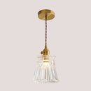 Elegant Glass Pendant Light with Brass Accents - Illuminate with Style featuring a beautiful clear glass shade.