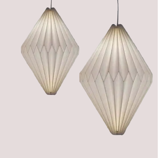 Elegant Origami-Inspired Paper Lantern in modern shapes, showcasing minimalist design and warm lighting.