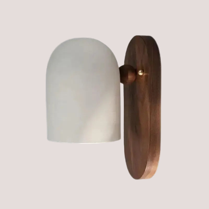 Elegant Walnut Wood and Iron Wall Lamp with a modern design, perfect for various interiors.