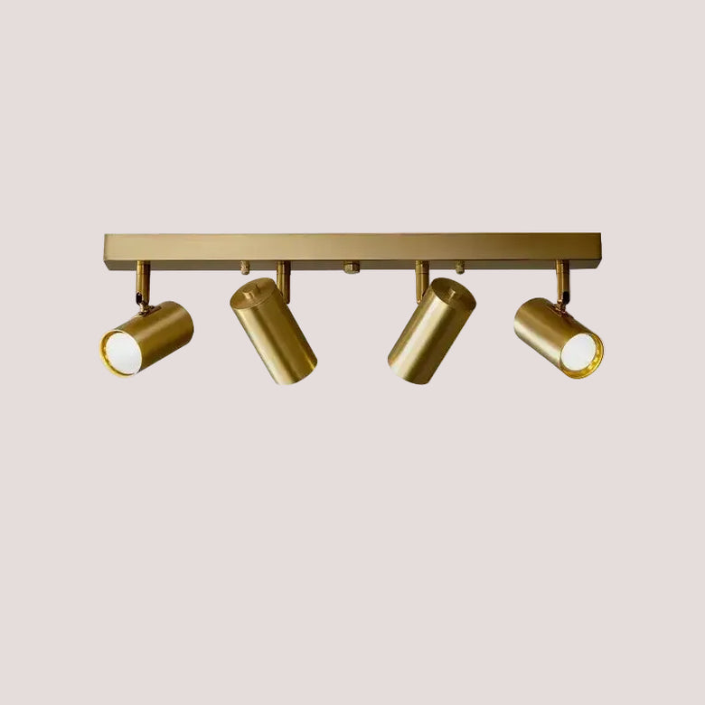 Gold Nordic Minimalist LED Spotlight Ceiling Light with four sleek adjustable heads, perfect for modern interiors.