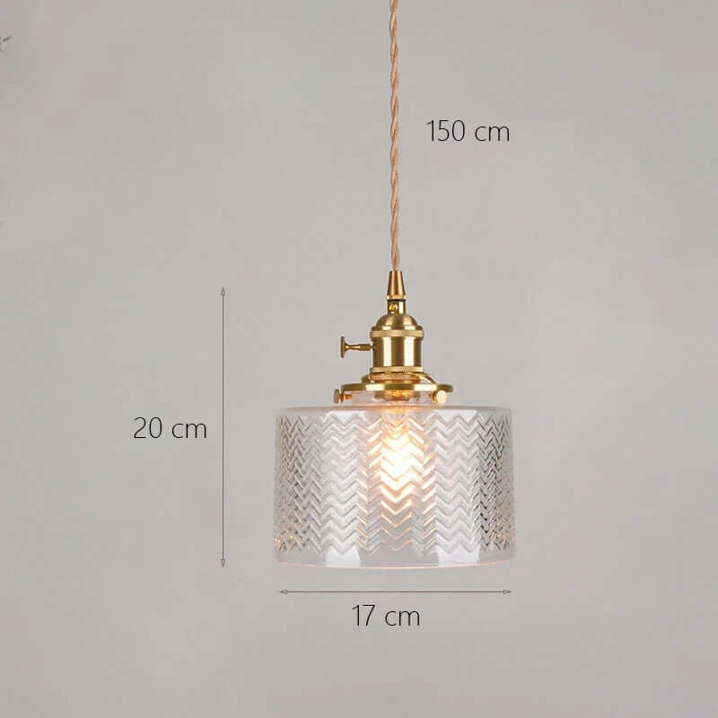 Classic Copper & Glass Floral Pendant Lamp
