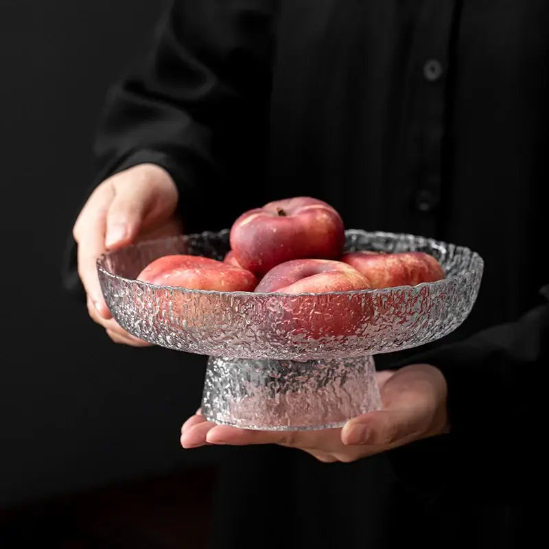 Bowls, Bowls, Bowls, Modern Stone Grain Textured Glass Fruit Tray - Elevated Design