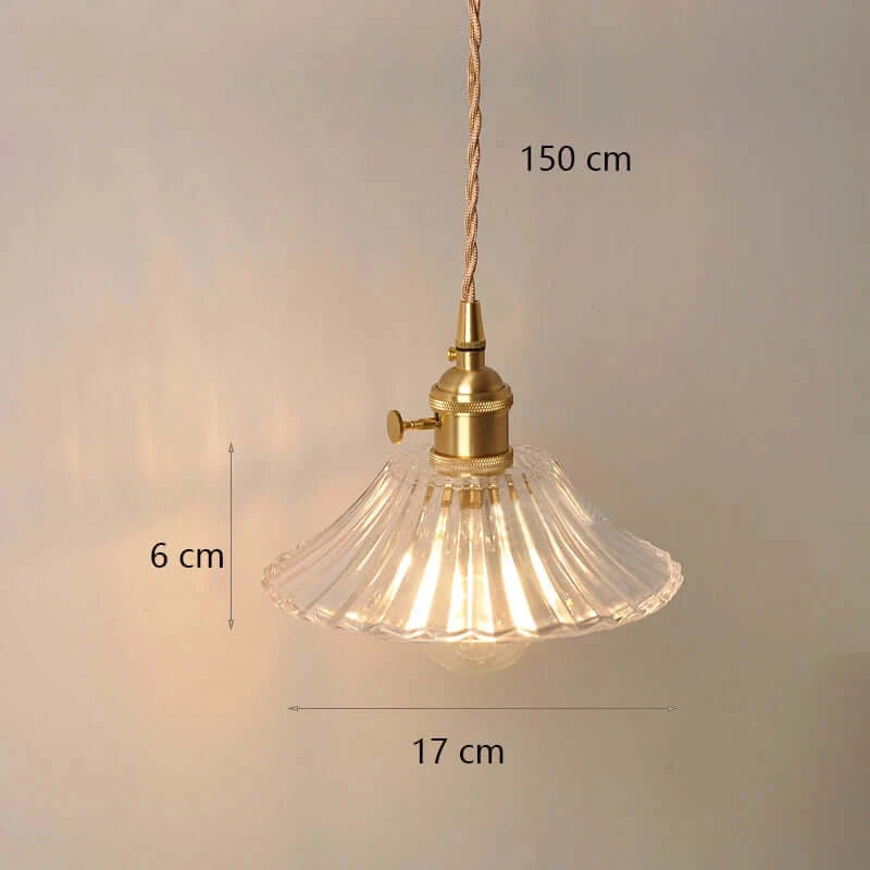 Classic Copper & Glass Floral Pendant Lamp